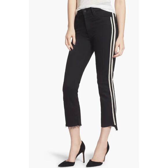 Mother Denim - MOTHER Black Ankle Jeans with White Stripes